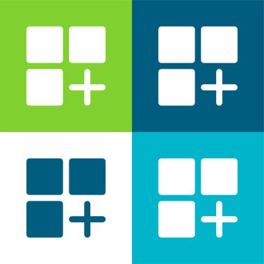 Düz dört renk simgesi seti ekle