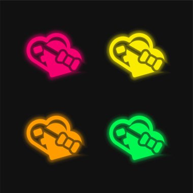 Parlayan dört renkli neon vektör simgesi