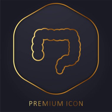 Kalın bağırsaklar altın çizgili logo veya simge