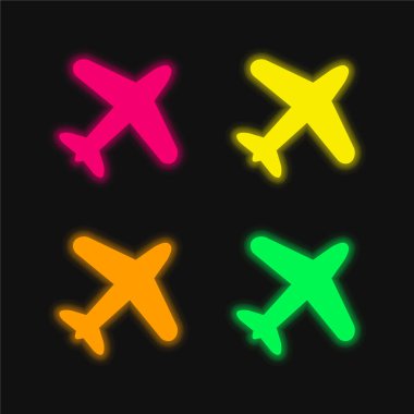 Uçan dört renkli neon vektör simgesi