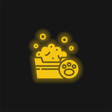 Banyo yapan sarı parlak neon ikon