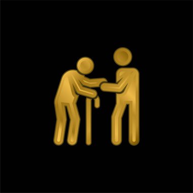 Altın kaplama metalik simge ya da logo vektörüne yardım