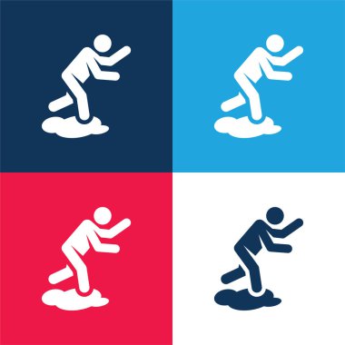 Kaza mavi ve kırmızı dört renk en düşük simge kümesi