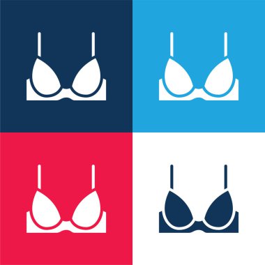 Sütyen mavi ve kırmızı dört renk minimal simge kümesi