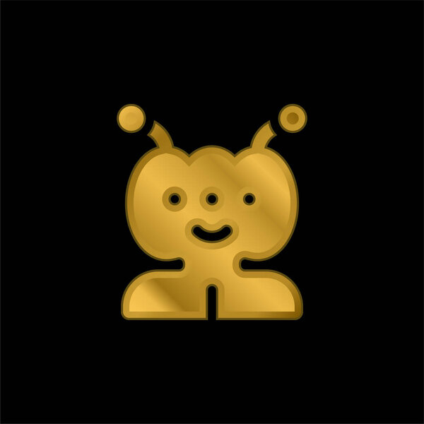 Alien gold plated metalic icon or logo vector