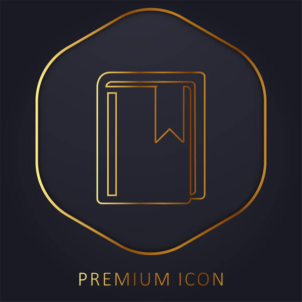 Book With Bookmark golden line premium logo or icon
