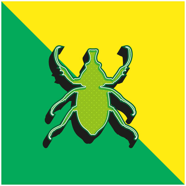 Animal Longhorned Insect Shape Green and yellow modern 3d vector icon logo