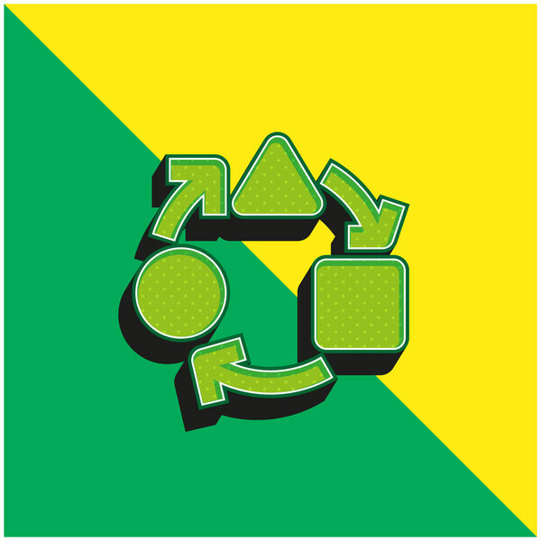 Адаптивный зеленый и желтый современный трехмерный векторный логотип