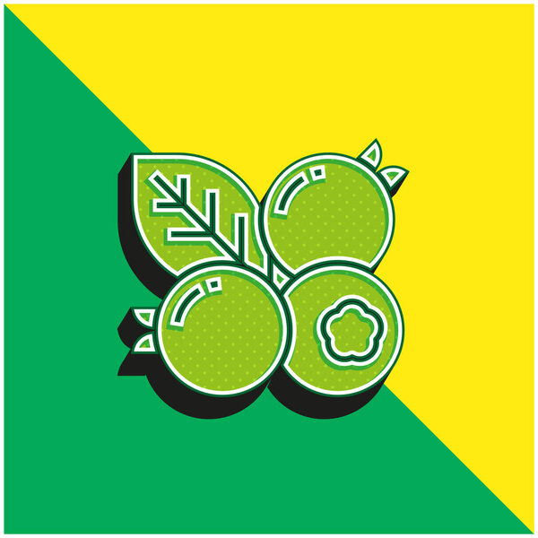 Blueberry Green and yellow modern 3d vector icon logo