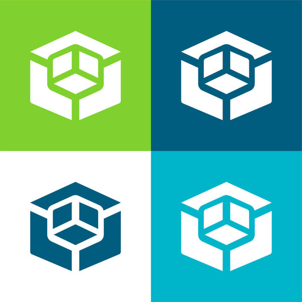 3d моделирование плоские четыре цвета минимальный набор значков