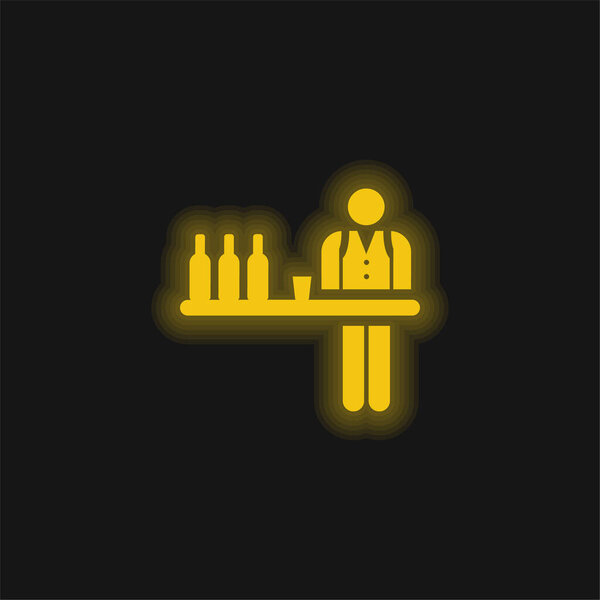 Barman yellow glowing neon icon