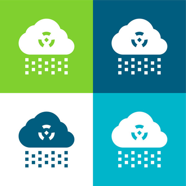 Кислотный дождь Плоский четырехцветный минимальный набор значков