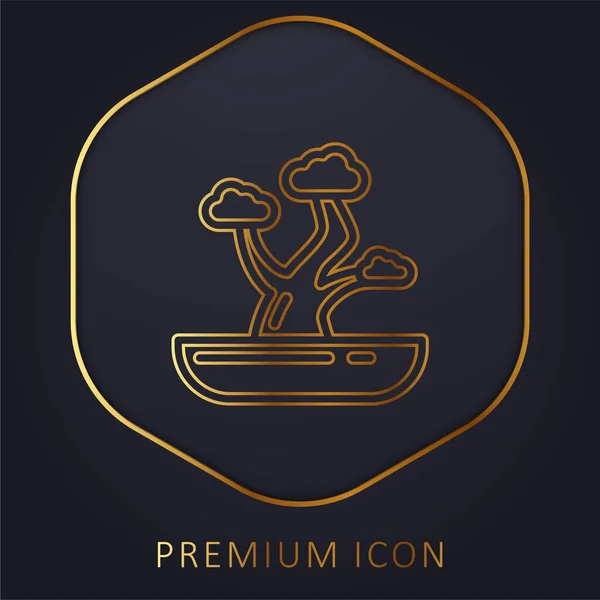 Bonsai Golden Line Premium Logo Oder Symbol — Stockvektor