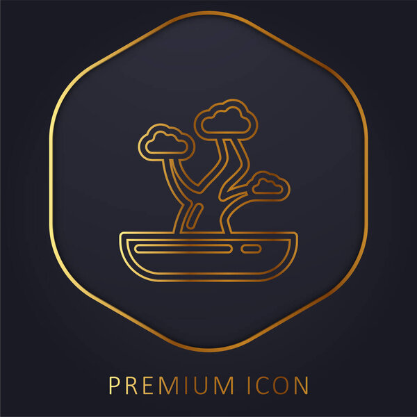 Bonsai golden line premium logo or icon