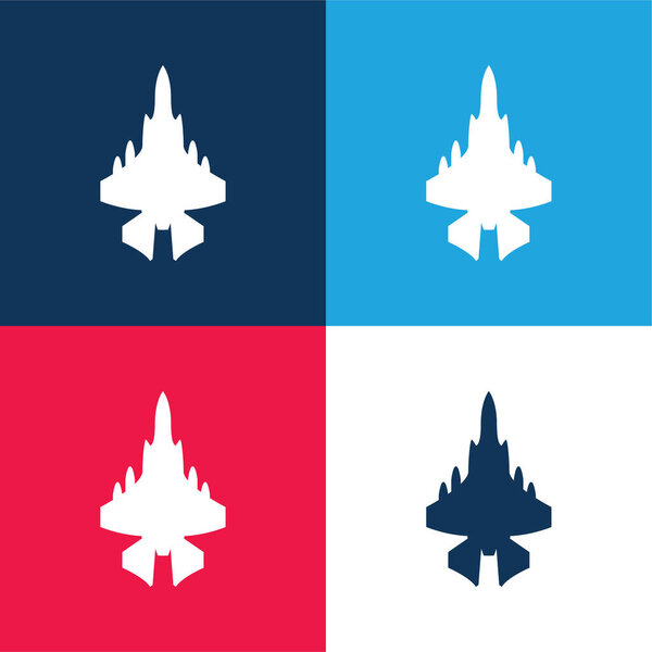 Армейский самолет синий и красный четыре цвета минимальный набор значков