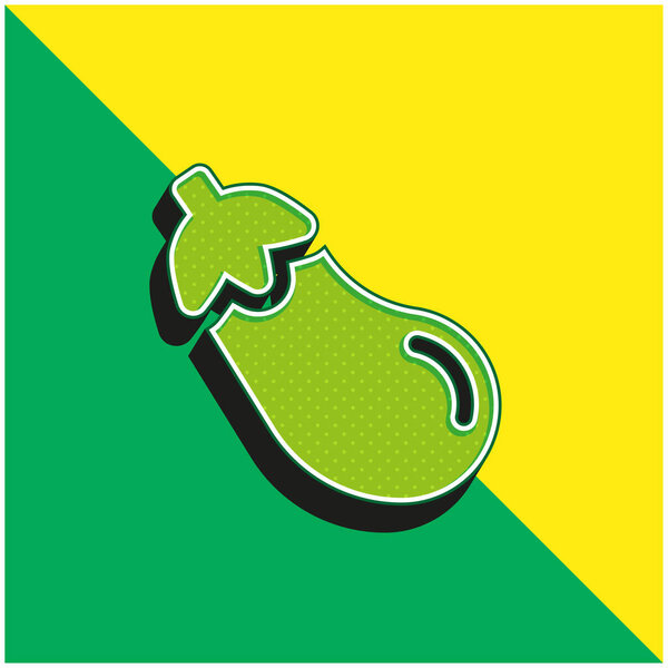 Большой баклажан Зеленый и желтый современный 3d векторный логотип