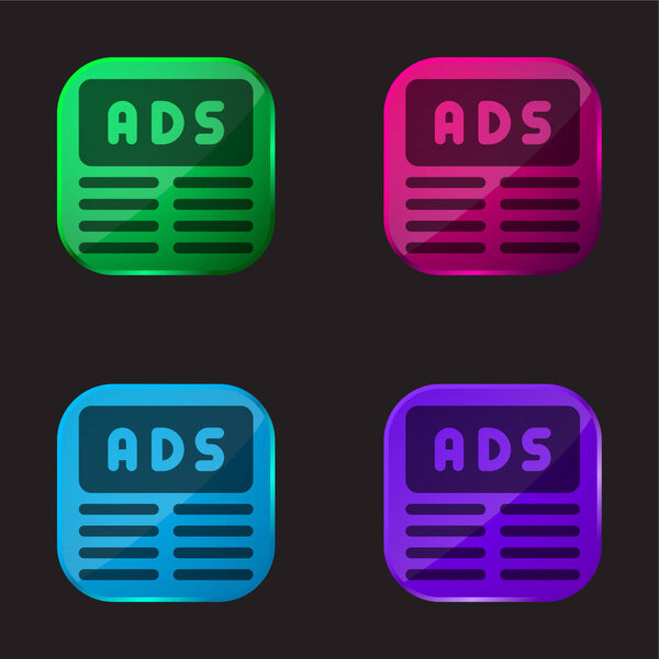 Banner four color glass button icon