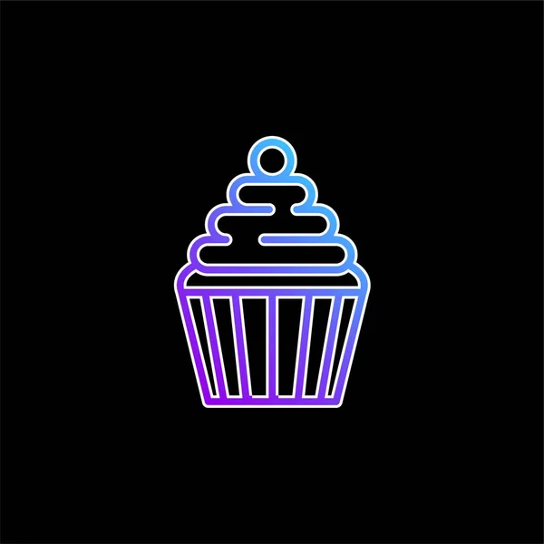 Big Cupcake Con Cereza Azul Gradiente Icono Vector — Vector de stock