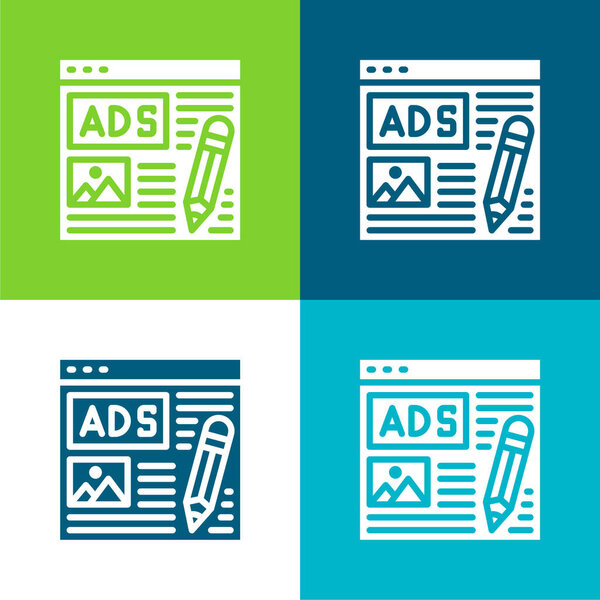Advertising Flat four color minimal icon set