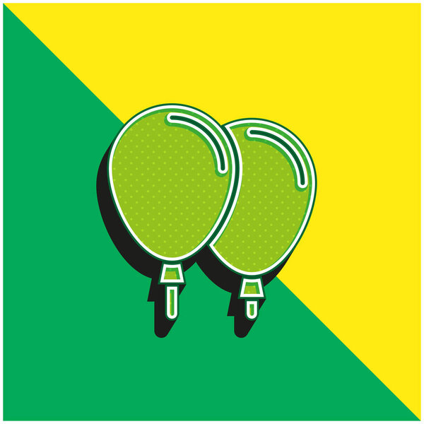 Зеленый шар и желтый современный 3D логотип векторной иконы