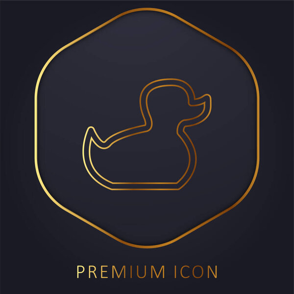 Baby Duck Toy Outline golden line premium logo or icon