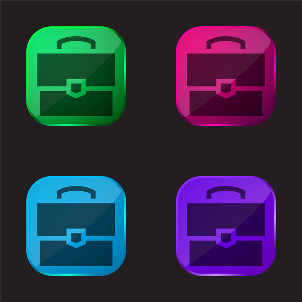 Briefcase four color glass button icon