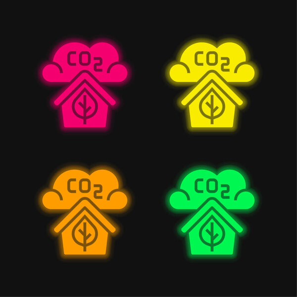 Air Quality four color glowing neon vector icon