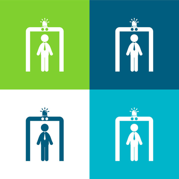 Airport Security Portal Flat four color minimal icon set