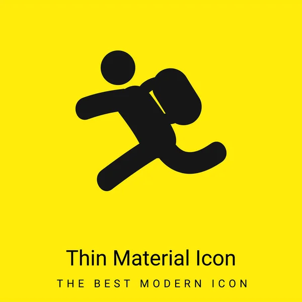 Backpacker Běžící Minimální Jasně Žlutá Ikona Materiálu — Stockový vektor