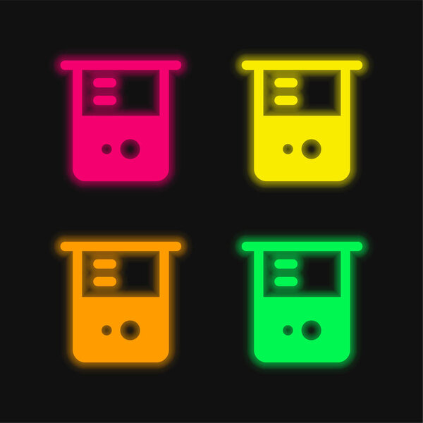 Beaker four color glowing neon vector icon