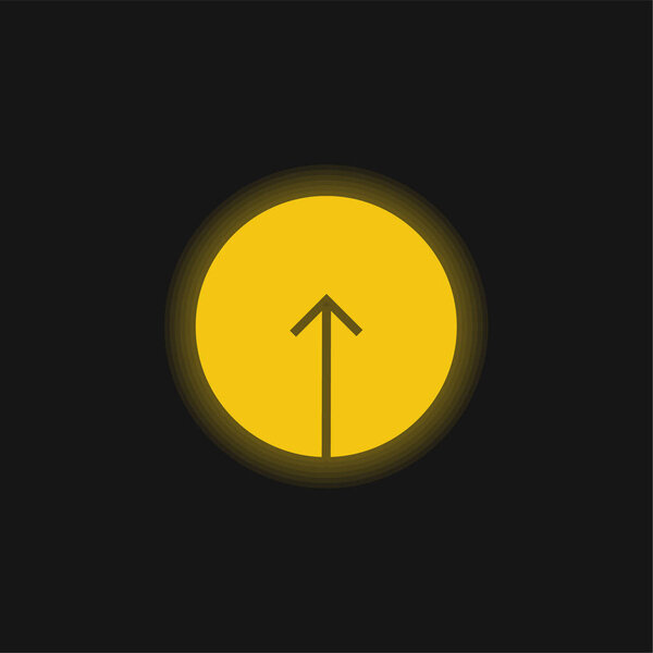 Arrow Up Inside A Circular Button yellow glowing neon icon