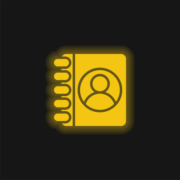 Agenda yellow glowing neon icon