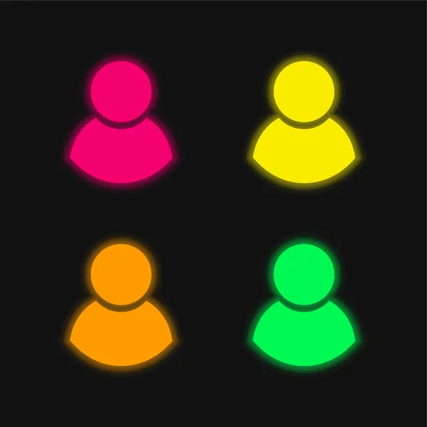 Czarny Mężczyzna Użytkownik Symbol Cztery Kolor Świecący Neon Wektor Ikona — Wektor stockowy
