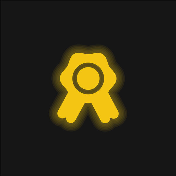 Badge With Ribbon yellow glowing neon icon