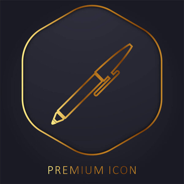 Ballpoint Pen golden line premium logo or icon