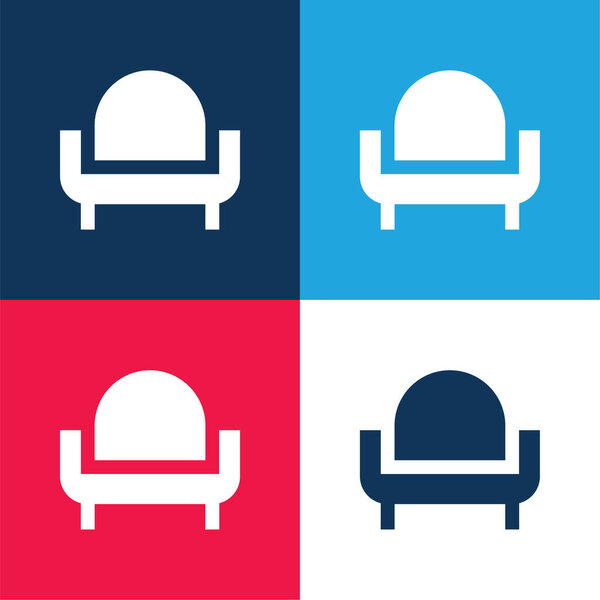 Armchair blue and red four color minimal icon set