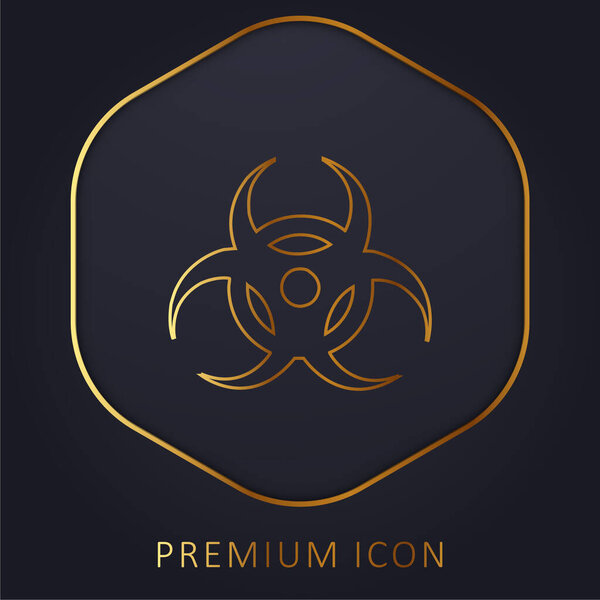 Biohazard golden line premium logo or icon