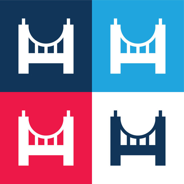 Мост синий и красный четыре цвета минимальный набор значков