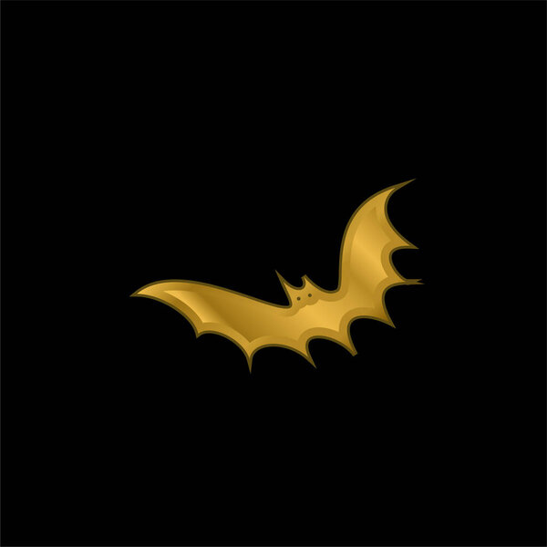 Bat gold plated metalic icon or logo vector