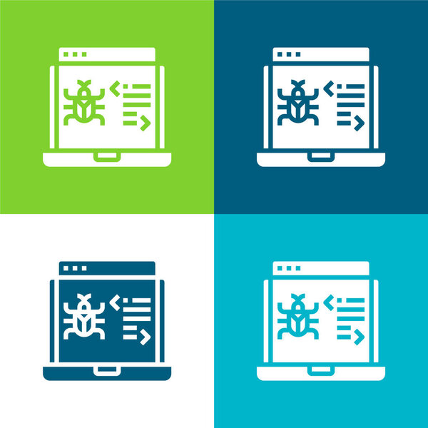 Антивирус Плоский четырехцветный минимальный набор иконок