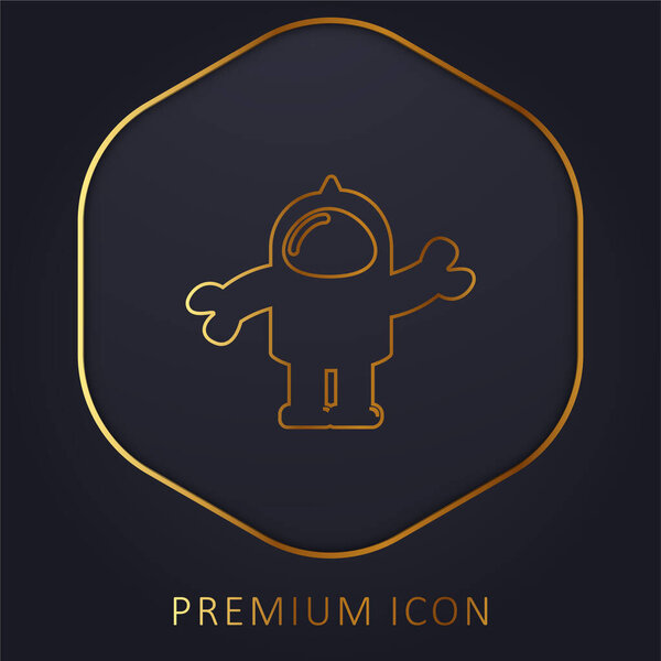 Astronaut Suit golden line premium logo or icon