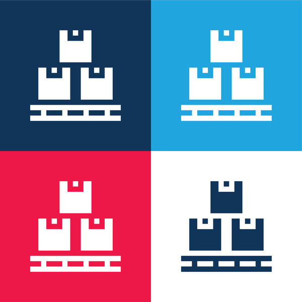 Box blue and red four color minimal icon set