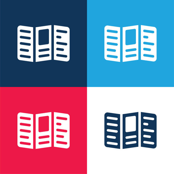 Буклет Текст синий и красный четыре цвета минимальный набор значков