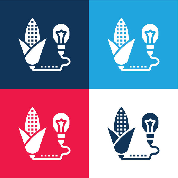 Biomass blue and red four color minimal icon set