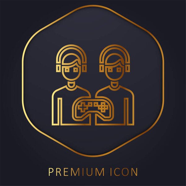 Battle golden line premium logo or icon