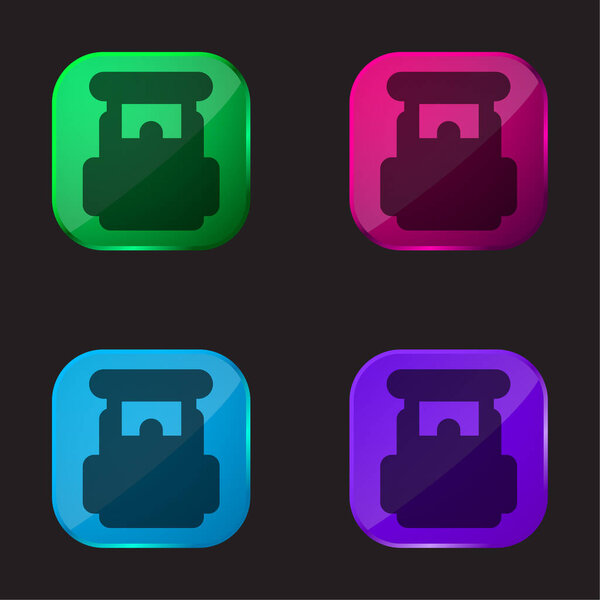 Backpack four color glass button icon