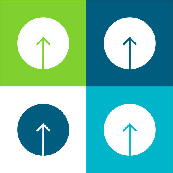 Arrow Up Inside a Circular Button Flat four color minimum set