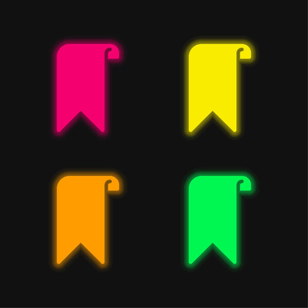 Bookmark four color glowing neon vector icon