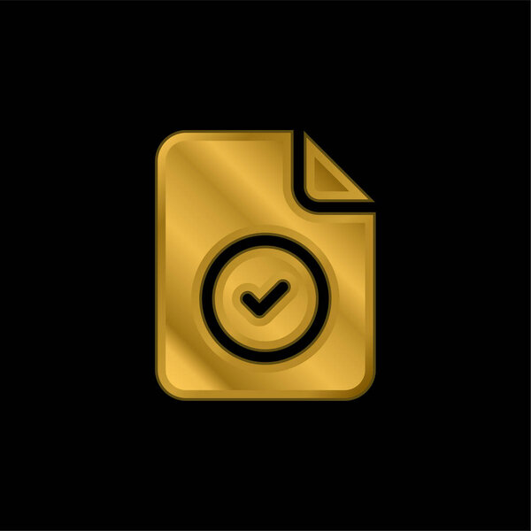 Принятая золотая металлическая икона или вектор логотипа