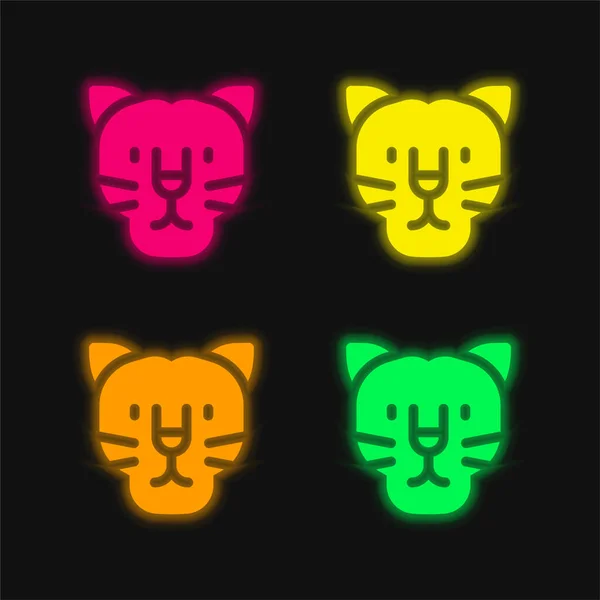 stock vector Black Panther four color glowing neon vector icon